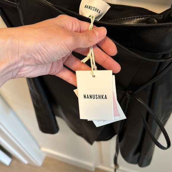 NWT Nanushka black faux leather wrap mini skirt small Revolve FWRD sold out! - Picture 4 of 5